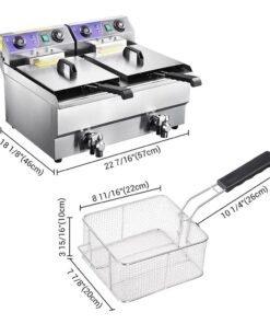 Dual Tank Stainless Steel Electric Deep Fryer w/Drain Timer Baskets Dual Tank Stainless Steel Electric Deep Fryer w/Drain Timer Baskets (20L - Dual Tank) 20L - Dual Tank 17 61wPAzeDzrL