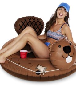 BigMouth Inc. Eager Beaver River Tube - Ultra Durable, Easy-Inflate Vinyl Beaver Raft with Grab n' Latch Rope and Comfy Mesh Seat, Great for River Rafting and Floating with Friends 9 61wPfx7k01L