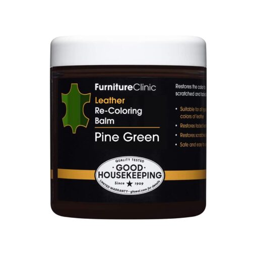 The Original Leather Recoloring Balm by Furniture Clinic - 16 Color Options - Leather Repair Kit for Furniture - Restore Couches, Car Seats, Clothing - Non-Toxic Leather Repair Cream (Pine Green) Pine Green