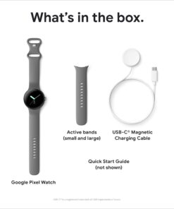 Google Pixel Watch - Android Smartwatch with Fitbit Activity Tracking - Heart Rate Tracking Watch - Matte Black Stainless Steel case with Obsidian Active band - WiFi Matte Black case w/ Obsidian Active band - WiFi 35 61wRH GS43L