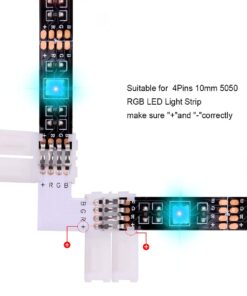 iCreating 4 Pin LED connectors, 4-pin LED Strip Connector Kit Includes LED Connectors L Shape for Strip Lights 4Pin 10mm LED Strip Light Connectors for Controller 4 Pin LED Connectors Jumper 3.3ft 13 61wSa4fQS L