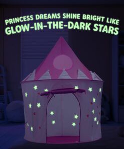 5-Piece Princess Castle Girls Pop Up Play Tent & Dress Up Costume Bundle - Playhouse Gift for Girls & Toddler for Indoor & Outdoor Use with Pink Fairy Tale Carrying Bag & Glow in The Dark Stars 24 61wYrxYUNnL