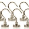 Strongman Tools Strong Magnetic Hooks Heavy Duty Magnet Hooks for Hanging - with Neodymium & Non Scratch Adhesive - Magnetic Hook for Cruise, Wall, Locker, Hanger and More - 6 Pack Set, 50 lbs 50lbs Hooks