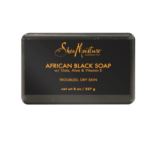 SheaMoisture Bar Soap African Black Soap for Troubled Skin Cleanser with Shea Butter 8 oz 6 Count (Pack of 1)