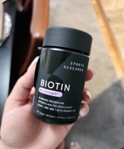 Sports Research Vegan Biotin 10,000mcg with Coconut Oil - Max Strength Biotin Vitamin B7 for Skin and Keratin Support - Non-GMO & Gluten Free, 120 Softgels (4 Month Supply) 120 Count (Pack of 1) 46 61wdjVImW6L