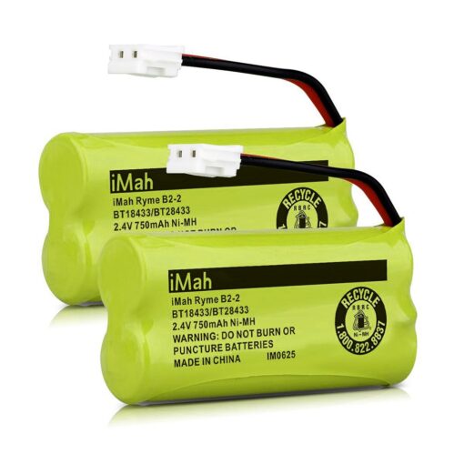 iMah BT18433/BT28433 2.4V 750mAh Ni-MH Battery Also Compatible with AT&T VTech Cordless Phone CS6229 BT184342 BT284342 BT183348 BT283348 BT8300 BT1011 BT1018 BT1022 BT1031 2SN-AAA55H-S-J1, 2-Pack