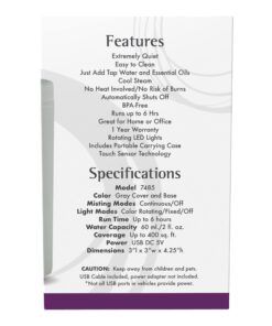 NOW Essential Oils, Portable USB Ultrasonic Aromatherapy Oil Diffuser, Extremely Quiet and Heat Free, Travel Friendly Diffuser 12 61wg4D0uukL