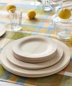 bambu, 7 Inch Round Bamboo Plates, Package of 25, Veneerware Party, Wedding, and Event Plates, Compostable and Eco Friendly Flatware, Great For Any Occasion - 100% Natural 7 Inches, Pack of 25 7 61wgFWDUL1L