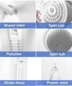 Giantex Portable Mini Compact Twin Tub Washing Machine 20lbs Washer Spain Spinner Portable Washing Machine, Blue+ White 34 61wjL0 xwHL