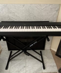 RockJam Xfinity Heavy-Duty, Double-X, Pre-Assembled, Infinitely Adjustable Piano Keyboard Stand with Locking Straps 46 61wn6hwX8DL