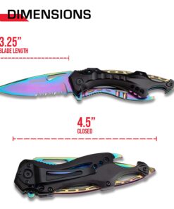 Tac Force- TF-705 Series - Bottle Opener, Glass Punch and Pocket Clip, Tactical, EDC, Rescue Rainbow 29 61wpc8wj1PS