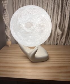 Mydethun Moon Lamp - Home Décor, Mood Lighting with Brightness Control, LED Night Light, Bedroom, Sleep Training Meditation,Birthday Gifts for Kids Women, Ceramic Hand Base, 3.5", White & Yellow 3.5 inch 30 61wsJmfs8BL 1
