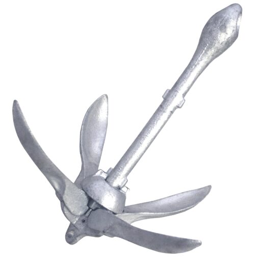 SeaSense Folding Grappling Anchor - Ideal for Fishing Vessels, Dinghies, Kayaks, Canoes & More, Great for Strong Currents & Sandy, Muddy or Weedy Bottoms - Galvanized Iron, 5 lbs, For Boats 5’ - 14’