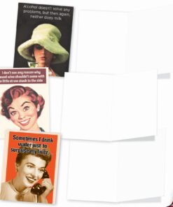 The Best Card Company - 10 Blank Funny Greeting Cards for Women (4 x 5.12 Inch) - Boxed All Occasion Assortment - Retro Toasts M6619OCB 11 61wvfBDR8JL