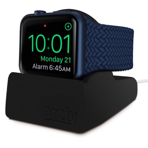 Orzly Charging & Display Stand Designed for ALL series of Apple Watch SE & ALL screen sizes CompactStand BLACK