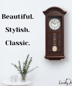 Alternative view of Pendulum Wall Clock Battery Operated - Hanging Grandfather Wall Clock with Pendulum - Quiet Wood Pendulum Clock - Wooden Wall Clock for Living Room Decor, Office & Home Décor Gift 27x11.5 Dark Mahogany Brown