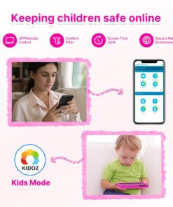 ApoloMedia Kids Tablet, 7 inch Android Tablet for Kids, Toddler Tablet with Bluetooth, WiFi, Parental Control, Dual Camera,2GB RAM 32GB ROM, Pink 11 61wxBQOZLOL