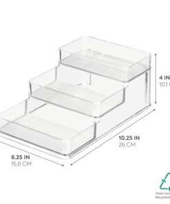 Alternative view of iDesign Recycled Plastic 3-Tier Stadium Spice Rack Organizer for Kitchen, Fridge, Freezer, Pantry and Cabinet Organization, The Linus Collection – 6.25" x 4" x 1.25", Clear Small Set of 1