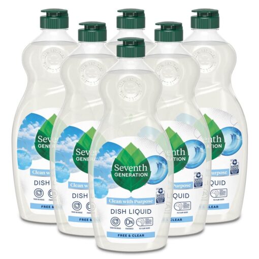 Seventh Generation Dish Liquid Soap, Free & Clear, 25 Oz, Pack of 6 Free and Clear