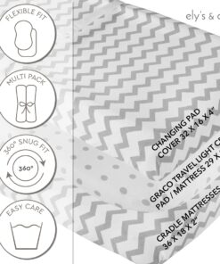 Changing Pad Cover 2 Pack - Baby Changing Pad Cover with 100% Jersey Cotton - Changing Pad Covers for Girls and Boys, Newborn Essentials (Grey Chevron and Polka Dots) Grey 13 61x6A0Z0HMS