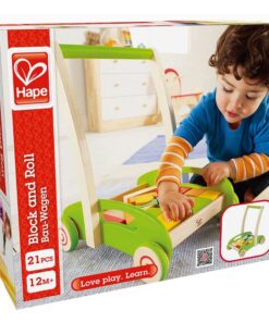 Hape Block and Roll Cart Toddler Wooden Push and Pull Toy Multicolored, L: 13.9, W: 11.1, H: 16.1 inch 8 61x8ZktJoJL