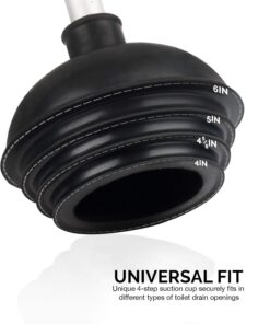 NEIKO 60166A Toilet Plunger with Patented All-Angle Design, Heavy-Duty Toilet Bowl Plunger with Aluminum Handle, Bathroom Necessity , Black, 1-Pack 1 Piece 28 61x8dY58lgL