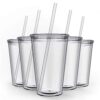 Maars Drinkware Bulk Double Wall Insulated Acrylic Tumblers with Straw and Lid (Set of 12), 16 oz, Clear 12 Count (Pack of 1) 10 61x8td1Dk0L