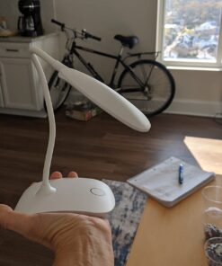 DEEPLITE LED Desk Lamp with Flexible Gooseneck 3 Level Brightness, Battery Operated Table Lamp 5W Touch Control,Compact Portable lamp for Dorm Study Office Bedroom,Eye-Caring and Energy Saving White 1 Pack 51 61xA5EJU0OL