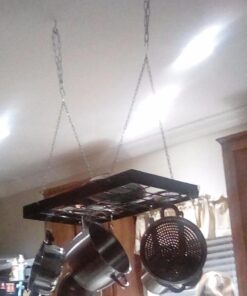 Fox Run Rectangular Hanging Pot Rack with Chains and 6 Hooks, 2 Inch, Black Iron Rectangular With Hooks 29 61xAEIx5qML