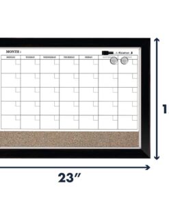Quartet Whiteboard Calendar & Corkboard, Magnetic, White Board & Cork Bulletin Board Combo, 17" x 23", Wood Finish Frame (22476) 1 Board 33 61xGZX7hY0L