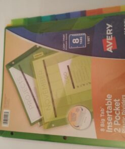 Avery 8-Tab Plastic Binder Dividers with Pockets, Insertable Multicolor Big Tabs, 1 Set (11907) 8 Tab 1-pack 34 61xJPqImZPL