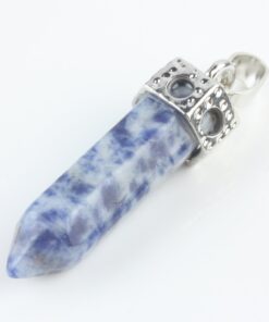 SUNYIK Semiprecious Healing Crystal Point Stone Pendant for Necklace,Hexagon Pyramid Pendant Pack of 2 1-rock crystal stone+blue veins stone 8 61xNnAIuAqL