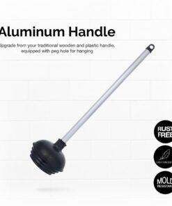 NEIKO 60166A Toilet Plunger with Patented All-Angle Design, Heavy-Duty Toilet Bowl Plunger with Aluminum Handle, Bathroom Necessity , Black, 1-Pack 1 Piece 31 61xO0EMLUwL