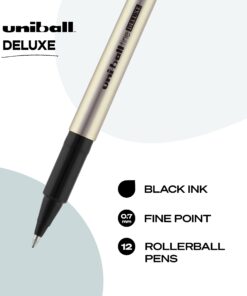 Uniball Deluxe Rollerball Pen, 12 Black Pens, 0.7mm Fine Point Roller Pens| Office Supplies, Ink Pens, Colored Pens, Fine Point, Smooth Writing Pens, Ballpoint Pens 8 61xUz E9GDL
