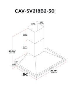 CAVALIERE 30" Wall Mounted Stainless Steel Kitchen Range Hood SV218B2-30- LED 462 CFM 22 61xXRhrP0eL