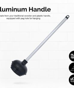 NEIKO 60166A Toilet Plunger with Patented All-Angle Design, Heavy-Duty Toilet Bowl Plunger with Aluminum Handle, Bathroom Necessity , Black, 1-Pack 1 Piece 27 61xXVarW1JL