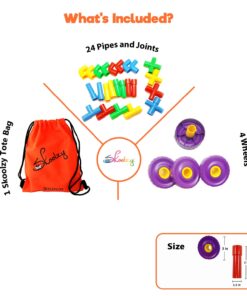 Skoolzy STEM Learning Pipe Tube 29 Piece Toys_and_Games Set, Educational Construction Building Blocks for ADHD & Autism for Baby, Kid Includes Wheels Pipes Joints and eBook 27 61xXZZXmuDL