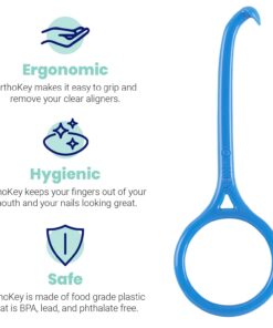 OrthoKey Retainer & Aligner Removal Tool - Dental-Grade Orthodontic Supplies for Invisible Braces, Cleaning & Travel - Bracket & Denture Remover (2-Pack) Blue Blue 2-Pack 27 61xXjnyao5S