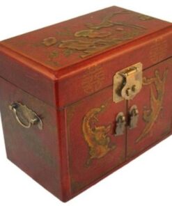 Alternative view of Asian Home Vintage Chinese Jewelry Keepsake Box W. Leather Surface