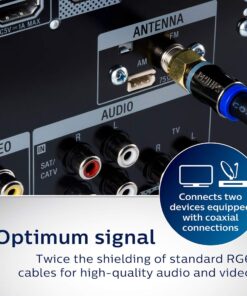 PHILIPS RG6 Quad Shield Coaxial Cable, 6 ft. in-Wall Rated, Ideal for TV Antenna DVR Satellite Cable, F-Type Connectors, 3 Ghz Digital, Black, SWX9444B/27 6 ft. 7 61xg3mpEMZL
