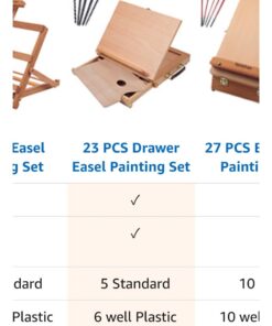Falling in Art Tabletop Easel Set - 24 Pieces Starter Kit - Artist Acrylic Painting Kit with 12 Acrylic Paints Set, Canvas Panels, Brushes, Wooden Palette for Kids, Adults, Beginners, Professionals 24 PCS Drawer Easel Painting Set 57 61xiMsfjdrL