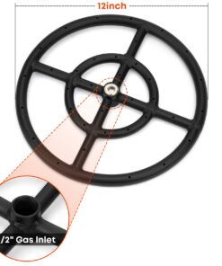 Stanbroil 12 Inch Round Fire Pit Burner Ring for Natural Gas & Propane Fire Pit Fireplace - Black Steel Fire Pit Burner for Indoor & Outdoor, BTU 92,000 Max Round 12" 9 61xkRq9sSSL