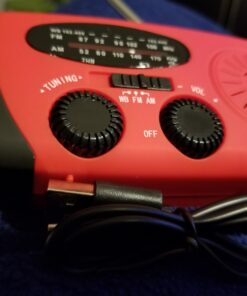 Esky Emergency Hand Crank Radio with 3 LED Flashlight, AM/FM/NOAA Portable Weather Radio with 2000mAh Power Bank Phone Charger, Solar Powered USB Charged Radio for Indoor Outdoor Camping, SOS Alarm Red 60 61xkdJDnYoL