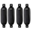 MSC Vinyl Ribbed Boat Fenders Bumpers, w/Fender Lines and a Simply Constructed inflator Black 6.5" x 23"
