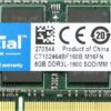 8GB, 204-pin SODIMM, DDR3 PC3-12800, 8GB Memory