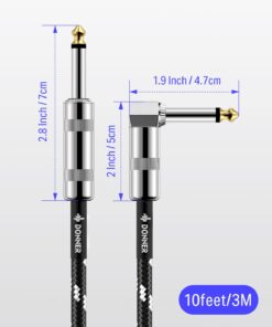 Donner Guitar Cable 10 ft, Electric Instrument Cable Bass Amp Cord for Electric Guitar Bass Amplifier Audio, 1/4" Right Angle to Straight, Black White 10 Feet Right Angle& Straight 23 61xnFVolAL