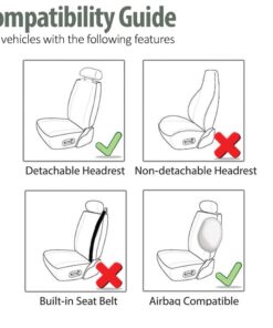 FH Group Classic PU Leather Pair Set Car Seat Covers, Airbag Compatible with Gift - Universal Fit for Cars Trucks & SUVs (Gray/Black) PU002102 Gray 20 61xnluzigQL
