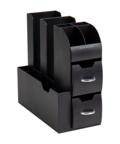 Mind Reader 11-Compartment Coffee Cup and Condiment Organizer with 2 Drawers, 11.25"L x 5.35"W x 11.15"H, Black Single 26 61xo2pQhpTL