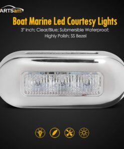 Partsam 4pcs 3" Blue LED Oblong Courtesy Light Marine Boat Deck Transom Stern Light for Yacht Pontoon Fishing Boat Kayak Sailboat, Sealed Boat Cabin Lights, 12V, Clear Lens, Surface Mount 17 61xsJQD0o6L
