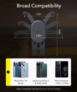 Wireless Car Charger, Baseus 15W Fast Charging Phone Mount for Car Vent, Car Phone Holder with Enlarged Charging Coil for iPhone 15 14 13 12 11 10 8 Pro Max Xs, Samsung Galaxy S&Note Series Google LG 34 61xxZ712OsL